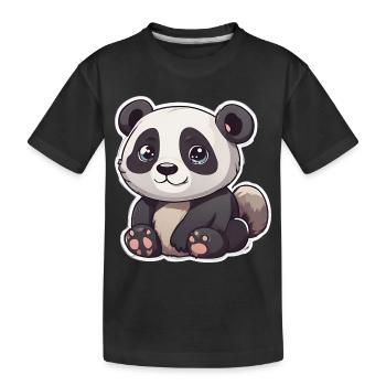 Süßer Panda mit großen Augen - Kinder Premium Bio T-Shirt - Schwarz - Vorne