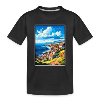 Terceira, Portugal, Falaises côtières, Scène du village - T-shirt bio Premium Enfant - noir - Devant