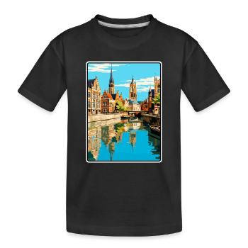 Gand, Belgique, charmante ville, Skyline, illustration - T-shirt bio Premium Enfant - noir - Devant