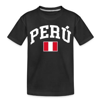Peru Flagge - Kinder Premium Bio T-Shirt - Schwarz - Vorne