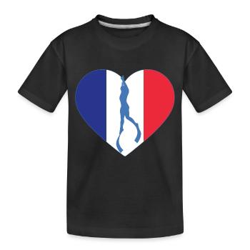 France Freediving Heart Flag - Kids' Premium Organic T-Shirt - black - Front