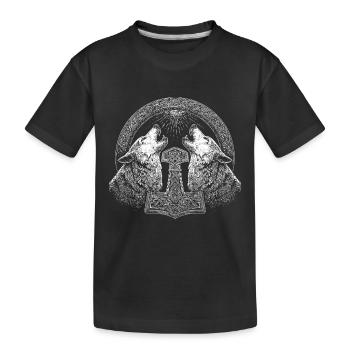 Loup Thor Marteau Viking - T-shirt bio Premium Enfant - noir - Devant