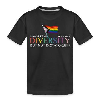 Bunte Regenbogenfahne Diversität - Kinder Premium Bio T-Shirt - Schwarz - Vorne