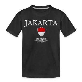 Jakarta, Indonesien, minimalistisches, elegantes Design - Kinder Premium Bio T-Shirt - Schwarz - Vorne
