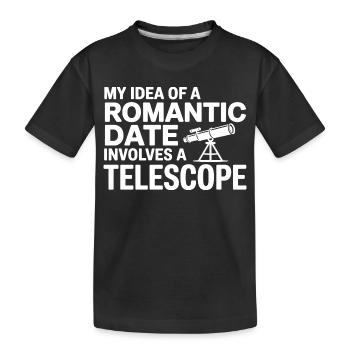 Romantic Date Telescope Journal  - Kids' Premium Organic T-Shirt - black - Front