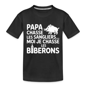 Humour Chasse Sangliers Biberons - T-shirt bio Premium Enfant - noir - Devant