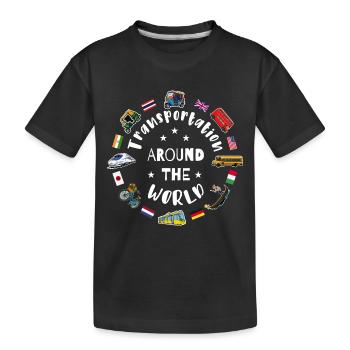 Means of transport around the world - Kids' Premium Organic T-Shirt - black - Front