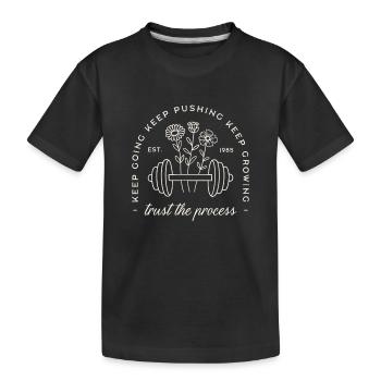 Fitnessstudio vertrauen Sie dem Prozess, halten Sie weiter Disziplin Zitate - Kinder Premium Bio T-Shirt - Schwarz - Vorne