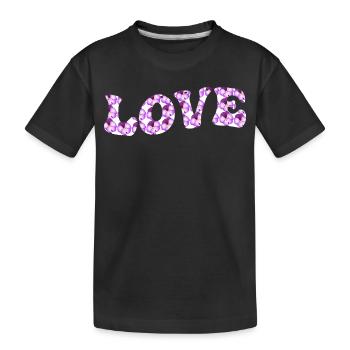 Motif d’amour avec des fleurs lilas - T-shirt bio Premium Enfant - noir - Devant