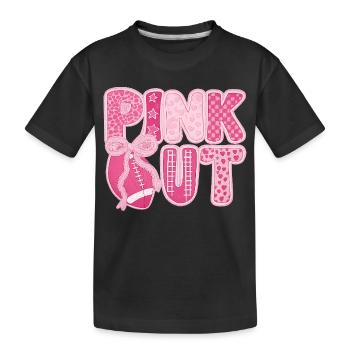 Pink Out Brustkrebs Fußball - Kinder Premium Bio T-Shirt - Schwarz - Vorne