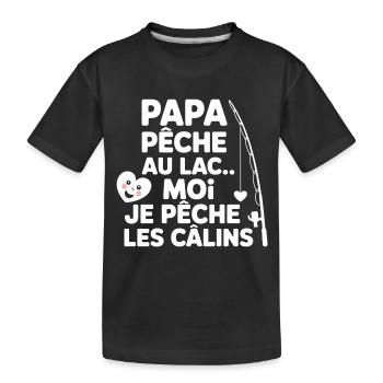 Baby Humor T-Shirt – Daddy Peach, Me Hugs 💖 - Kids' Premium Organic T-Shirt - black - Front