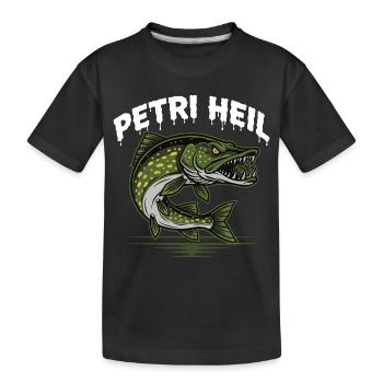 Petri Heil Angler Shirt - Kids' Premium Organic T-Shirt - black - Front