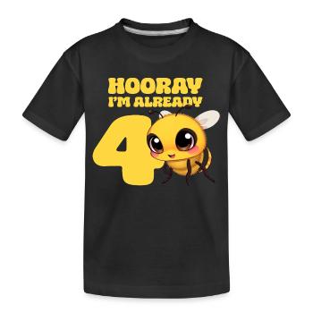 Biene - Hourra j’ai déjà 4 ans - T-shirt bio Premium Enfant - noir - Devant