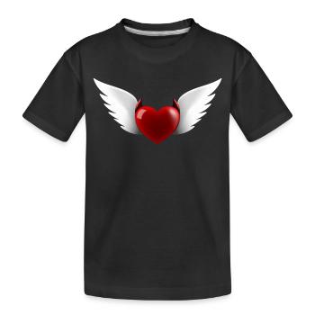 Cœur Ange Diable - T-shirt bio Premium Enfant - noir - Devant