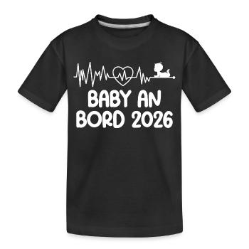 Expectant Mom BABY ON BOARD 2026 Funny - Kids' Premium Organic T-Shirt - black - Front