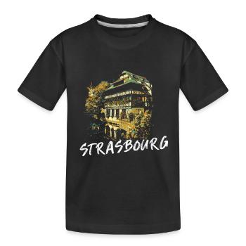 Façades typiques de Strasbourg – Illustration - T-shirt bio Premium Enfant - noir - Devant