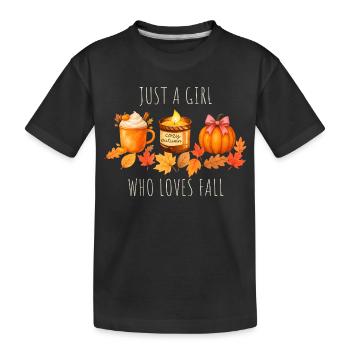 Nur ein Mädchen das Herbst liebt - Kinder Premium Bio T-Shirt - Schwarz - Vorne