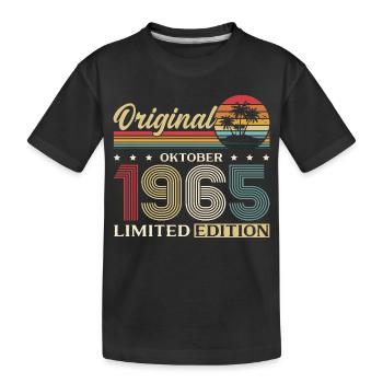 60. Geburtstag Original Oktober Jahrgang 1965 - Kinder Premium Bio T-Shirt - Schwarz - Vorne