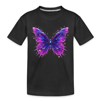 3D Crystal Butterfly – Chrome Effect - Kids' Premium Organic T-Shirt - black - Front