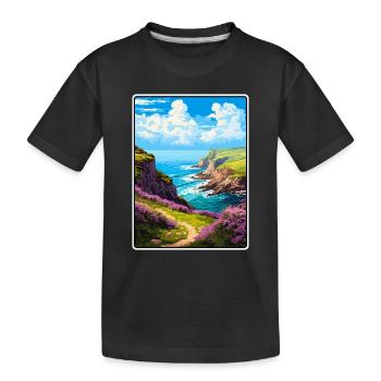 Sentier côtier au sommet d’une falaise d’Exmoor, en Angleterre - T-shirt bio Premium Enfant - noir - Devant