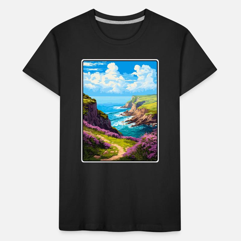 Exmoor England Clifftop Coastal Path Kids' Premium Organic T-Shirt