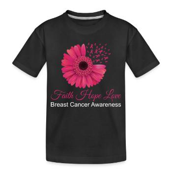 Faith Hope Amour Sensibilisation au cancer du sein T-shirt à fleurs - T-shirt bio Premium Enfant - noir - Devant