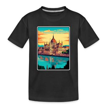 Budapest, Hongrie, Parlement, Affiche de voyage vintage - T-shirt bio Premium Enfant - noir - Devant