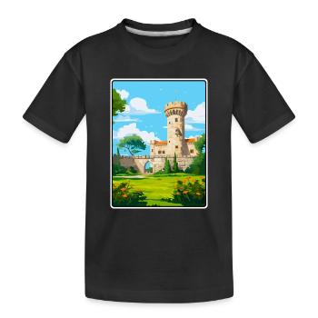 Chaves Portugal Château Tour Sous Le Ciel Bleu Affiche - T-shirt bio Premium Enfant - noir - Devant