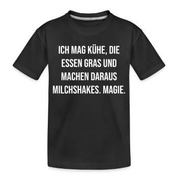 Kühe essen Gras Magische Milchshakes - Kinder Premium Bio T-Shirt - Schwarz - Vorne