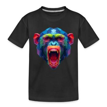 Bunter Polygonaffen Kopf - Kinder Premium Bio T-Shirt - Schwarz - Vorne