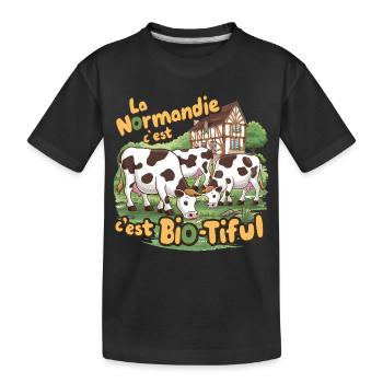 Normandy is Bio-tiful Humorous Gift - Kids' Premium Organic T-Shirt - black - Front