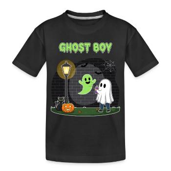 Geisterjunge Halloween Szene - Kinder Premium Bio T-Shirt - Schwarz - Vorne