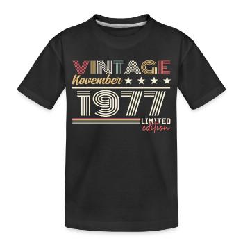November 1977 - Kinder Premium Bio T-Shirt - Schwarz - Vorne