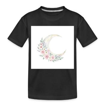 Moon Blossom Wreath - Kids' Premium Organic T-Shirt - black - Front
