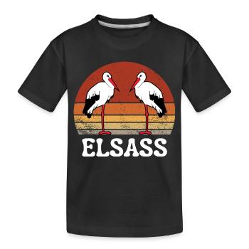 ALSACE VINTAGE STORK - Kids' Premium Organic T-Shirt - black - Front