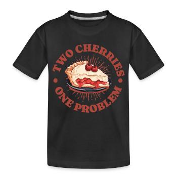 Kirschen Kirschkuchen Zwei Kirschen Geschenk - Kinder Premium Bio T-Shirt - Schwarz - Vorne