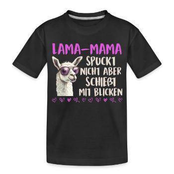 Soon mom LLAMA MOM DOESN'T SPIT LOOKS - Kids' Premium Organic T-Shirt - black - Front
