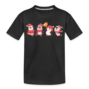 Lustige Pinguin Weihnachten - Kinder Premium Bio T-Shirt - Schwarz - Vorne