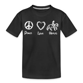 Peace Love Horses - Kids' Premium Organic T-Shirt - black - Front