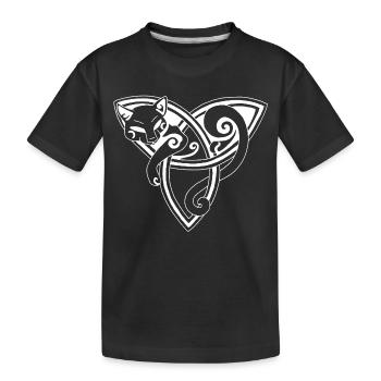 Chat blanc et symbole celte - T-shirt bio Premium Enfant - noir - Devant