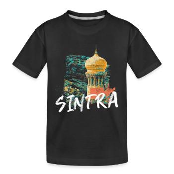 Maurischer Turm Monserrate Sintra Illustration - Kinder Premium Bio T-Shirt - Schwarz - Vorne