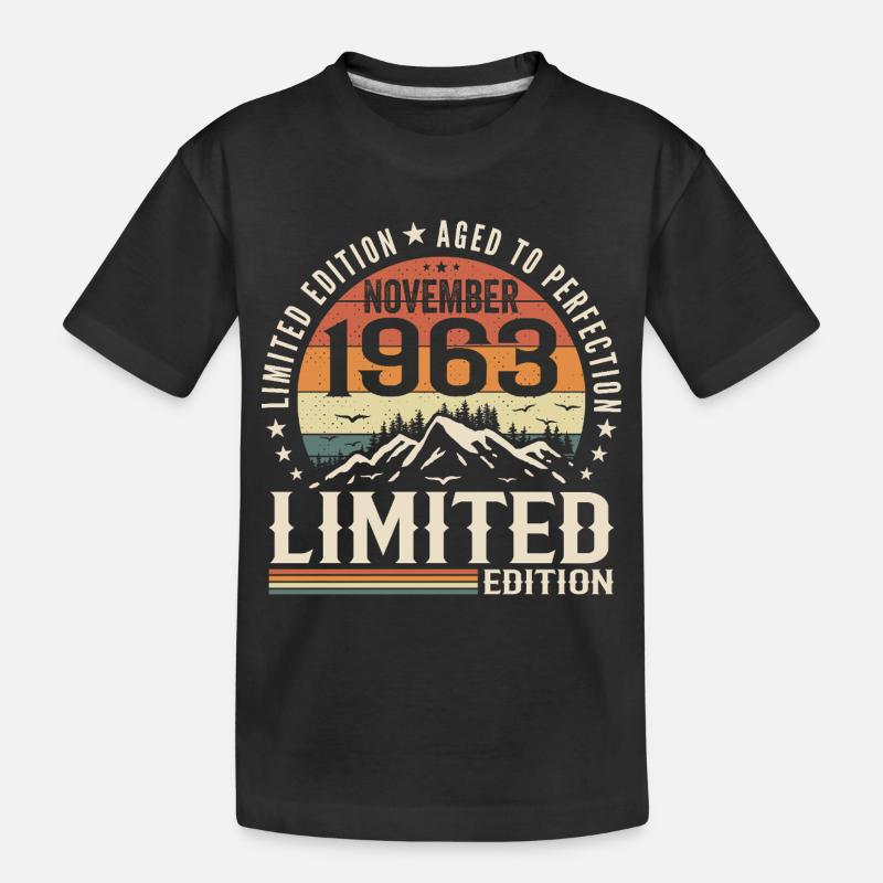 November 1963 Einzigartiger Retro-Geburtstag - Kinder Premium Bio T-Shirt - Schwarz