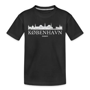 Copenhagen Skyline, Copenhagen Denmark - Kids' Premium Organic T-Shirt - black - Front