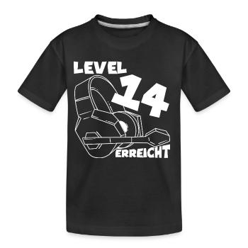 Level 14 erreicht Gaming Motiv 14. - Kinder Premium Bio T-Shirt - Schwarz - Vorne