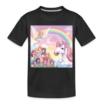 Unicorn and Fairy Community - Kids' Premium Organic T-Shirt - black - Front