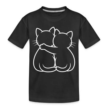 Katzen Umarmung - Kinder Premium Bio T-Shirt - Schwarz - Vorne