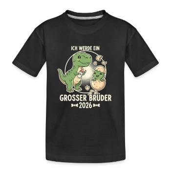 Big Brother 2026 Egg Baby Dino Dinosaur - Kids' Premium Organic T-Shirt - black - Front