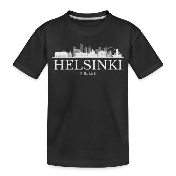 Helsinki Skyline, Helsinki Finland - Kids' Premium Organic T-Shirt - black - Front