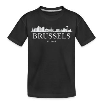 Brussels skyline, Brussels Belgium - Kids' Premium Organic T-Shirt - black - Front
