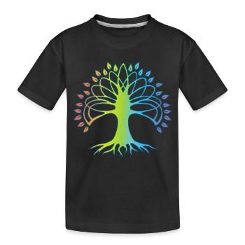 Mehrfarbiger Baum des Lebens - Kinder Premium Bio T-Shirt - Schwarz - Vorne